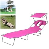 Verstellbare faltbare Sonnenliege mit Gesichtsloch, 4 Liegepositionen, Sonnenschutz, tragbarer...