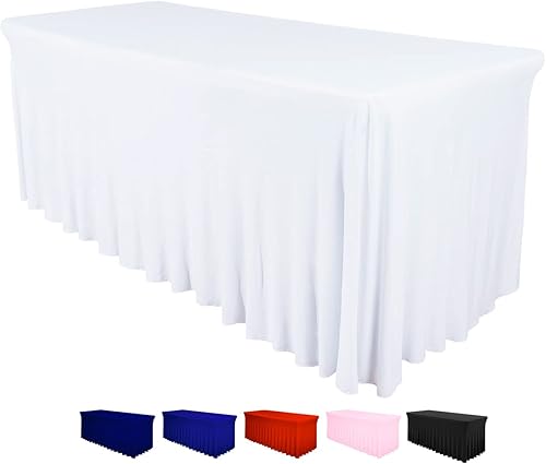 Falda de mesa para mesas rectangulares de 6 pies  Fundas de mesa de elastano para mesa estándar de 6 pies  Mantel elástico ajustable de una pieza 