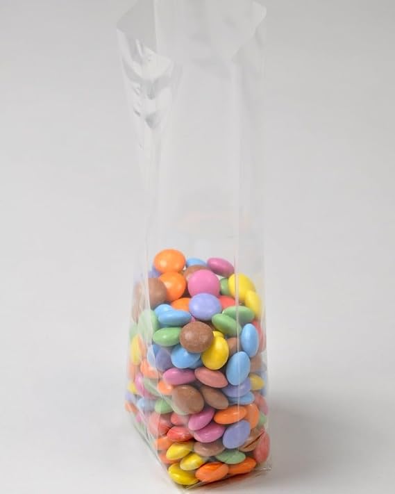 Clear Cellophane Block Bottom Sweet/Gift Bags 8.5 x 2.75 x 1.75 (21.5cm x 6.5cm x 4.6cm) Pack of 50 – Perfect for Sweets, Cookies, Treats & Favors