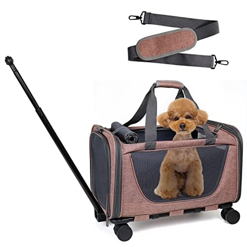 PROKEI Pet Carrier with Wheels for Cat and Dog
