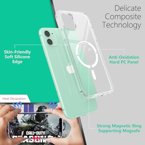 Image of ONES Magnetic for iPhone 12 Mini Slim Case, [Compatible with MagSafe] [Military-Grade Drop Protection][Anti-Yellowing], Shockproof Protective Cover, Scratch-Resistant Back, Transparent