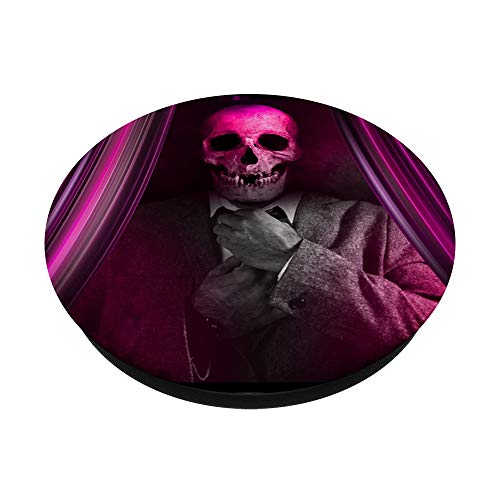 Purple Skull Suit Head Death Black Gothic PopSockets PopGrip: Swappable Grip for Phones & Tablets - Image 2
