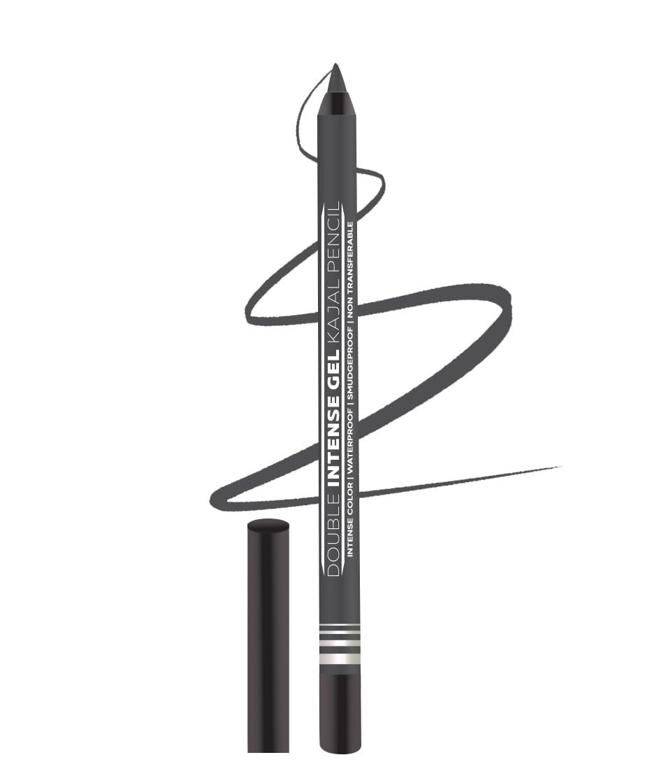 Seven Seas Double Intense Non Transfer Gel Kajal | Long Stay | Smooth One Stroke Application | Intense Color Pay Off | Soft Blendable Formula | Smudge Proof | Water Proof With Sharpener (Smoky)