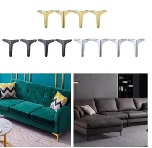 Image of Aakash Decor Sofa Legs 6 Inches (Set of 4) - Gold Finish Metal Heavy Duty Furniture Leg for Home, Office Sofa Paya | Rustproof T- Shape Sofa Leg with Weight Capacity 300 Kg