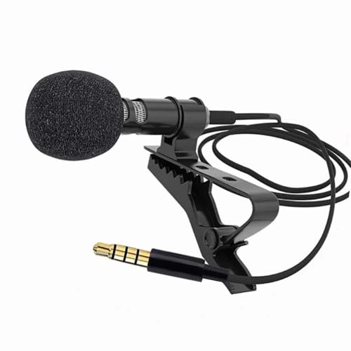 Image of Clip-On Lavalier Microphone with 3.5mm Jack - Omnidirectional Lapel Mic for Smartphone, Laptop, Camera, YouTube, Interview, Podcast & Recording (Noise Reduction, Long Cable)