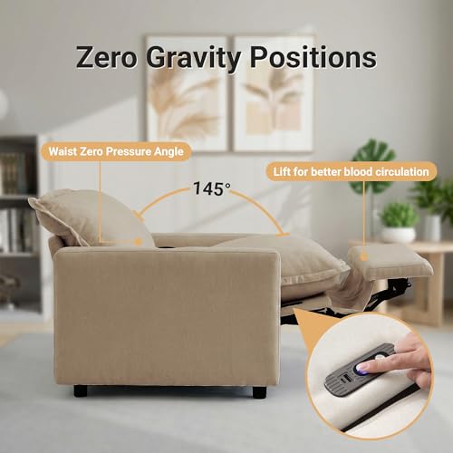 Image of 83.46 inch Power Reclining Sofa with Wireless Charging & Heated Seats,Smart Recliner Sectional Couch,Zero Gravity Recliner Sofa,Deep Seat Cloud Couch for Living Room Home Theater.Khaki,2 Seats