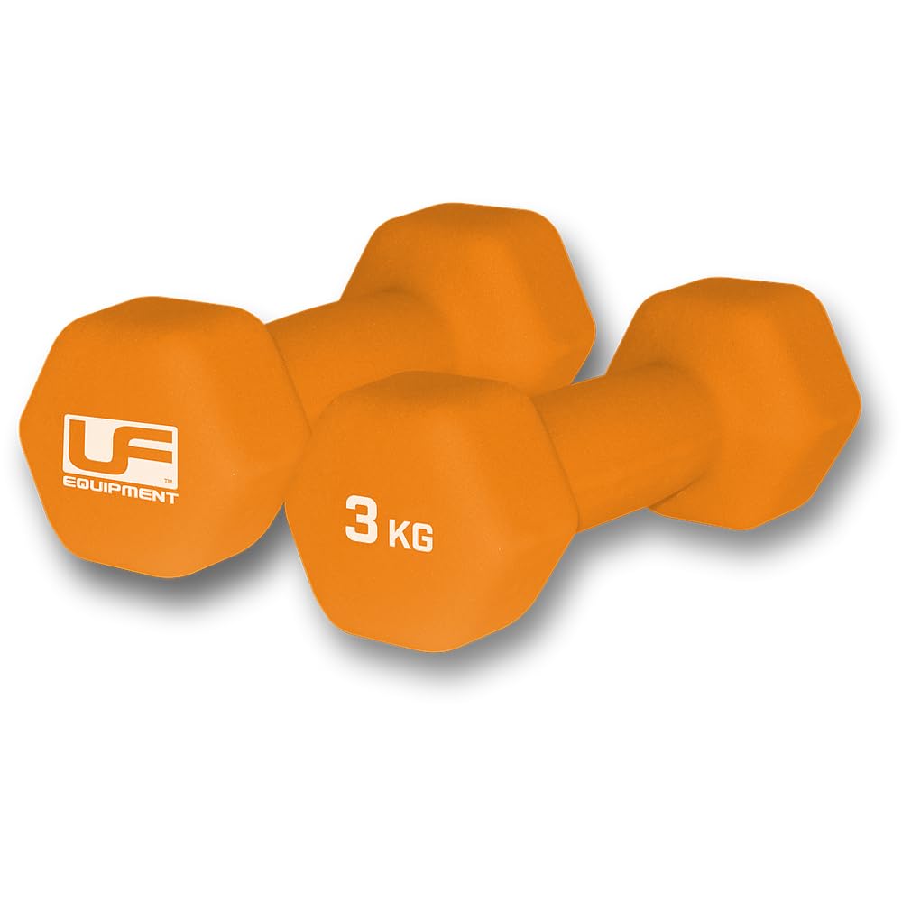 Para Dumb-Bell - 2 x 3 kg pomarańczowe hantle - powlekane neoprenem bez poślizgu trening na siłowni