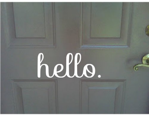 Hello Indoor/Outdoor Front Door Vinyl Sticker -Door Decal-10"Wide X 4"High-Black Or White #TOP2