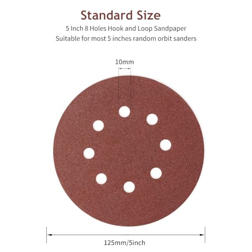 Image of Inditrust 5-Inches Round Sanding Disc Hook and Loop Sand Paper in Bulk for Orbital Sander (25, 180 grit)