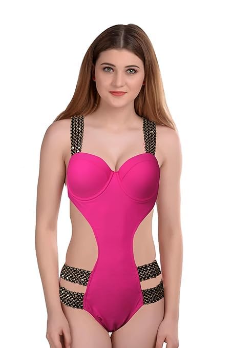 Swimwear Women's One Piece Suit| Ladies Outfit Summer Beachwear| Padded Innerwear| Babydoll Nightwear Lingerie Suit| Solid Pink Color| Sports, Gym & Yoga Wear-image-4