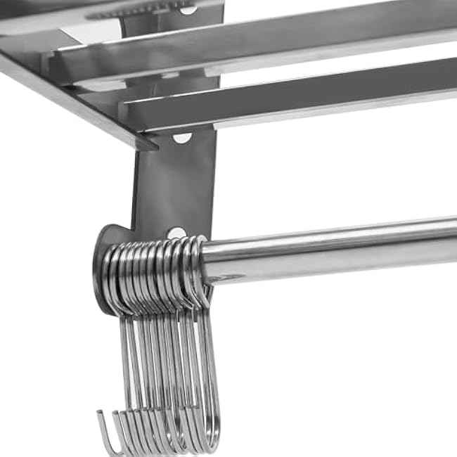 Gdrasuya10 Wall Mount Microwave Oven Rack, Microwave Oven Bracket Wall Mount Shelf Cooker Holder Storage Rack w/12 Hooks