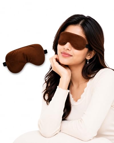 Image of Travelling Sleep Mask Light Blocking Sleeping Eye Mask With Elastic Strap For Deep Sleep, Travel, Meditation, Nap, Airplane And Office Rest Use Blind Fold For Comfortable Sleeping [Brown] (Pack Of 2)
