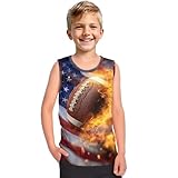 Ctsgobvahy American Flag Boys Tank Top Little Kids Comfy Crewneck Vest Tops Undershirts Soft Breathable Toddler Children Undershirts for 2-14Y,Football-3