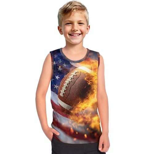 Ctsgobvahy American Flag Boys Tank Top Little Kids Comfy Crewneck Vest Tops Undershirts Soft Breathable Toddler Children Undershirts for 2-14Y,Football-3