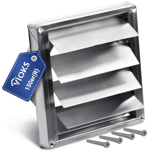 VIOKS Abluftgitter 150mm Edelstahl Lamellengitter Lüftung für...