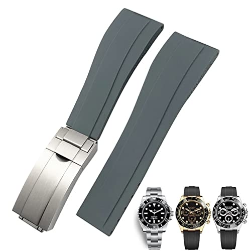 Bracelet silicone gris mat 21mm pour Rolex Daytona : l'élégance Oysterflex