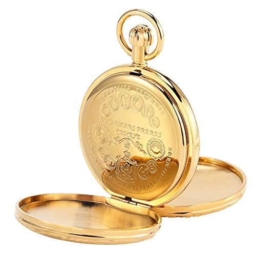 GANFANREN Double Open Cover Automatic Mechanical Pocket Watch Arabic Numerals Watch Face Pendant Gift Man steampunk buy now online