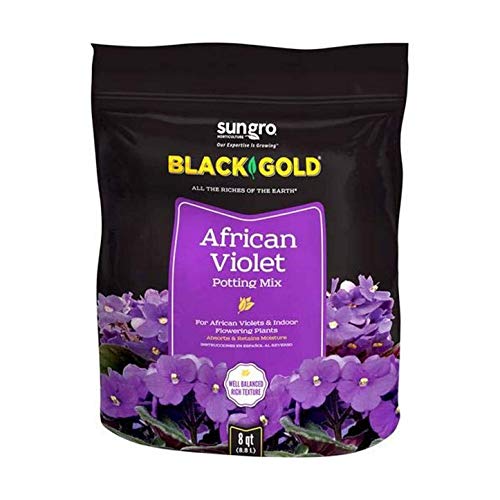 SunGro Black Gold Indoor Natural and Organic African Violet Potting Soil Fertilizer Mix for House Plants, 8 Quart Bag (4 Pack)