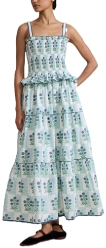 Image of Y2k Patchwork Floral Maxi Dress Boho Flowy Ruffle Tiered Summer Dress Cute Beach Smocked Long Sundresses for Women