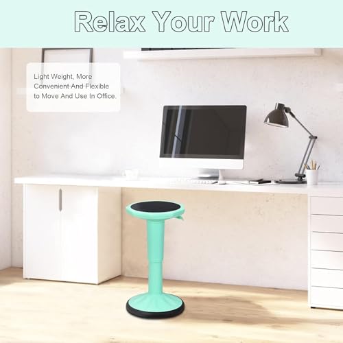 Image of GLACER Wobble Stool, Wiggle Stool for Classroom Seating, 24 inch Active Learning Stool w /Adjustable Height, Sitting Balance Chair for School, Office Stand Up, Flexible Seating Wobble Chair (Green)