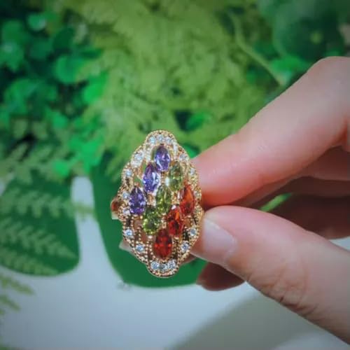 Multi Color Cubic Zircon Large Yellow Gold Plated Women Engagement Ring3