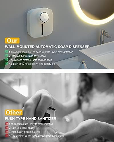 Land cast 10.82oz/320ml Automatic Soap Dispenser, Touchless Soap Dispenser, Foaming Soap Dispenser,IPX4 Waterproof Liquid Soap Dispenser for Kitchen Sink Bathroom Hotel Restaurant (White)