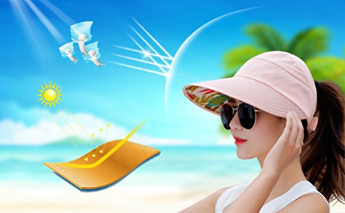 Hindawi Sun Hats For Women Wide Brim Sun Hat Uv Protection Floppy Beach Packable Caps Pink #TOP6