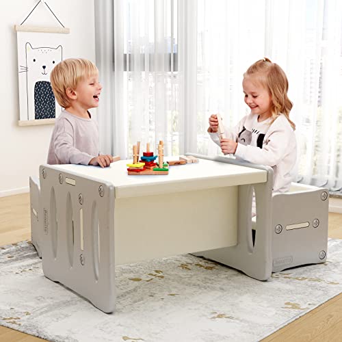 Benarita Kids Table And 2 Chairs Set, Plastic Activity Table For Toddler Reading, Arts, Crafts, Homework, Montessori Furniture With Storage Space For Playroom Snack Time, Gift For Boys & Girls #TOP24