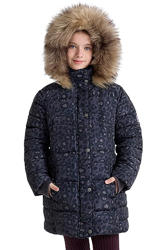 Image of SOLOCOTE Girls Puffer Winter Coat Fake-Down Fur Hood Fleece Lined Heavyweight Water-Resistant Jacket