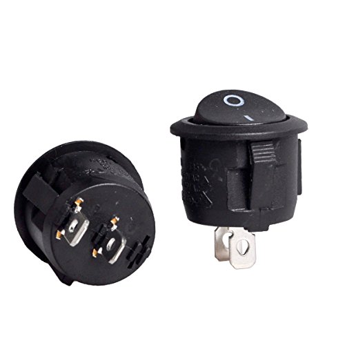 Conwork 2-Pin Snap-in Round Rocker Latching ON/Off Car/Boat Switch 10A/125V, 6A/250V (10 Pack)