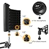 Frgyee Microphone Isolation Shield with Mic Stand and Pop Filter, Foldable Sound Shield for Most Condenser Microphone, High Density Absorbent Foam to Filter Vocal #4