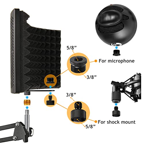 Microphone Isolation Shield With Mic Stand And Pop Filter, Foldable Sound Shield For Most Condenser Microphone Recording Equipment Studio, High Density Absorbent Foam To Filter Vocal By Frgyee #TOP4