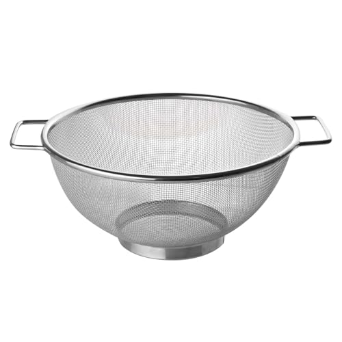 Fackelmann Wire 20cm Colander, Stainless Steel, Fine Mesh Sieve, for Straining, Drainer with Sturdy base & Two Handles, Twin Handle Free standing Rice & Flour Sifter, Pasta Noodle & Vegetable Strainer