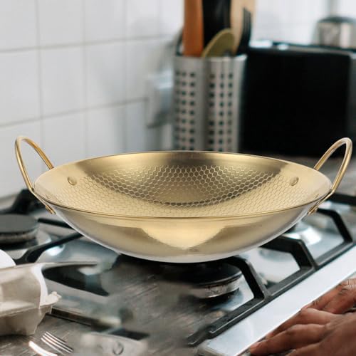 Sartén Wok de acero inoxidable con doble mango miniatura 2