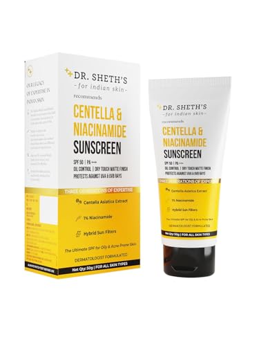 Dr Sheth's Centella & Niacinamide Sunscreen SPF 50 PA+++ for Oily...