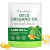 Aceite de Orégano Cápsulas, 2 en 1 6000 mg de Aceite de Orégano con 200 mg de Comino Negro, Sin OMG, Sin Gluten, Apoyo Digestivo, 120PCS