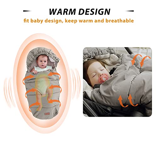 Image of LAT Baby Warm Bunting Bag Universal,Stroller Sleeping Bag Cold Weather,Waterproof Toddler Footmuff(Detachable,Grey)