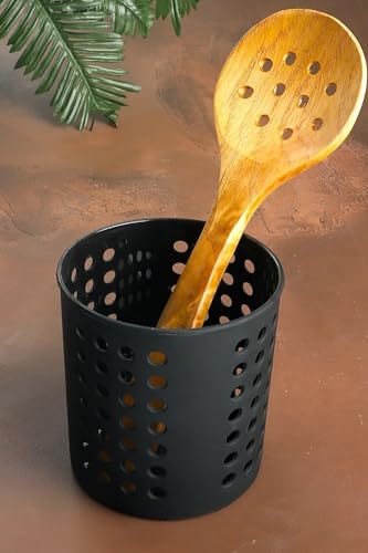 Plastik Delikli Dik Kaşıklık & Tezgah Üstü Düzenleyici & Servis Standı, Siyah
