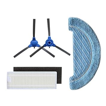 Wowobjects Brush Mop Cloth Replacement for Conga Excellence 1090 Robotic Vacuum Cleaner Pack of 5Pcs | Blue, White