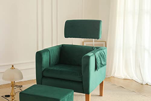 Takuka Modern Accent Velvet Green Chair Upholstered Armchair With Ottoman Fabric Armchair And Footrest Set Comfy Reading Single Sofa For Living Room Bedroom (Velvet Green) #TOP4