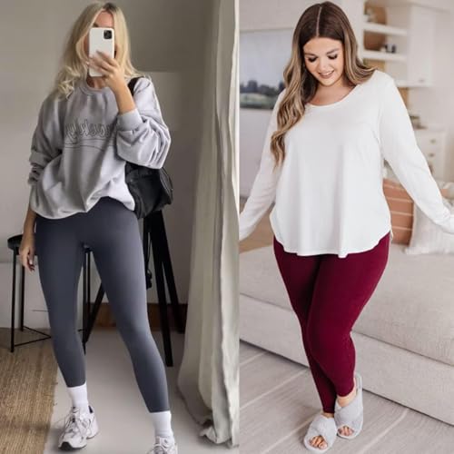 Image of High Waisted Leggings for Women - Soft Athletic Tummy Control Pants for Running Cycling Yoga Workout - Reg & Plus Size