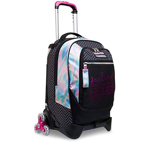 Seven Trolley Scuola Sganciabile Jack 3 Ruote, Nero, Feeling Free, 3 in 1, Triplo Uso, Zaino Con Carrello Sganciabile, Zaini & Trolley, Scuola & Tempo libero, Bambine e Ragazze