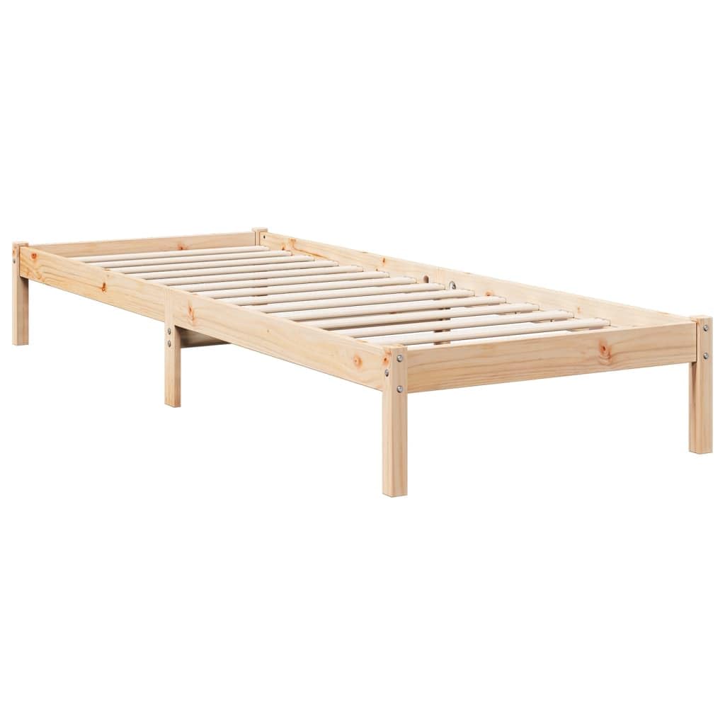 vidaXL Solid Wood Bed, Wooden Bed, Extra Long without Mattress, Bed Frame with Slatted Frame, Bed Single Bed for Bedroom, 80 x 220 cm, Pine Wood