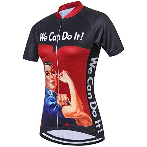 PSPORT Women's Cycling Suit Short Sleeves with 3D Padded Cycling Shorts Breathable Shirt Pocket Cover
