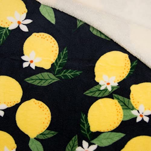 Tissu polaire réversible citrons bleu marine de 10m pour couture