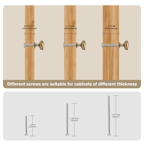 NIZADO Aged Brass Knobs 12 Pack, Solid Warm Gold Cabinet Knobs, Antique Brass Drawer Knobs, Champagne Bronze Kitchen Cabinet Hardware,Diameter 1-1/5" by NIZADO - Image 6