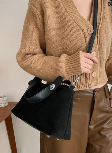 Suede Shoulder Crossbody Bag for Women Soft Small Tote Purse Trendy Top Handle Satchel Handbag Work Leather Bag2