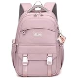 Mochila feminina bolsa escolar impermeável bolsa notebook 15,6 polegadas mochilas casual grande nylon (Roxo-46)
