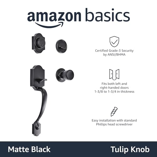 Amazon-Basics-Handleset-with-Tulip-Knob-Single-Cylinder-Matte-Black-1-Pack