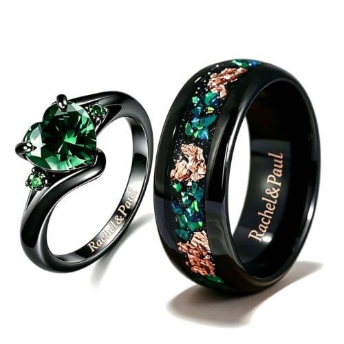 AKEL DOAP Personalized Matching Couple Ring Set (Green)